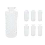 Relaxdays set de 6 vases motif losange vintage en verre h x d : 13 x 5 cm mini - vases d�coratifs transparents ...