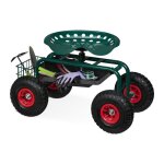 Relaxdays si�ge roulant de jardin hauteur r�glable 150 kg accessoire jardinage roues pneumatiques vert ...