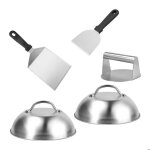 Relaxdays smash burger set 5 pices presse  burger 2 cloches  fromage et 2 spatules moule  galettes ...