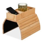 Relaxdays support pour accoudoir bambou tablette pour canap� ou fauteuil hxlxp: 65x42x28 cm 3 compartiments ...