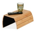 Relaxdays support pour accoudoir bambou tablette pour canap� ou fauteuil lxp: 435 x 33 cm repose - boissons ...