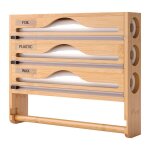 Relaxdays support mural 4 en 1 bambou pour essuie - tout film aluminium papier cuisson 30�355�7 cm naturel ...