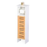 Relaxdays support wc sur pied porte - rouleau + 3 �tag�res 78�21�17 cm mdf / bambou blanc / nature