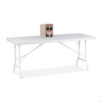 Relaxdays table de jardin pliante 73 x 180 x 74 cm plastique et acier r�sistante aux intemp�ries blanche ...