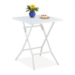 Relaxdays table de jardin pliante hxlxp : env. 73x62x62 cm pour balcon terrasse camping carr�e blanche ...