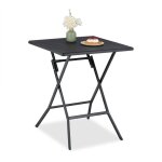 Relaxdays table de jardin pliante hxlxp : env. 73x62x62 cm pour balcon terrasse camping carre noire