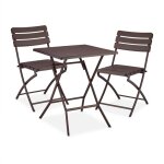 Relaxdays table pliante et 2 chaises pour balcon aspect bois acier et plastique meubles terrasse marron ...
