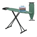 Relaxdays table  repasser pour fer  vapeur 121 x 39 cm rglable en hauteur pliable vert / noir