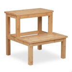 Relaxdays tabouret 2 marches en bambou charge maximale : 100 kg enfant quotidien hlp : 40 x 40 x 405 ...