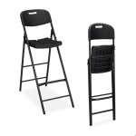 Relaxdays tabouret de bar pliant lot de 2 avec dossier hlp : 118 x 445 x 82 cm plastique & acier noir ...