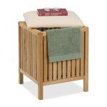 Relaxdays tabouret avec rangement capacit� : 30 litres h x l x p : 51 x 38 x 38 cm nature et beige