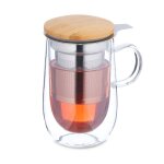 Relaxdays tasse de thé verre double paroi couvercle en bambou infuseur en acier inox capacité : 430 ml ... Relaxdays tasse de thé verre double paroi couvercle en bambou infuseur en acier inox capacité : 430 ml ...