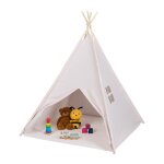 Relaxdays tente pour enfants en forme de tipi avec tapis h x l x p�: env. 158 x 125 x 125�cm beige