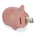 Relaxdays tirelire en forme de cochon avec ouverture pour petits et grands hlp 125 x 12 x 14 cm rose