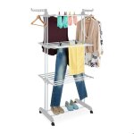Relaxdays tour schoir  linge ailes pliables h x l x p : 179 x 126 x 635 cm mtal schoir  roulettes ...