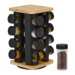 Relaxdays tourniquet  pices 16 pots rotatif  360 h x l x p : 28 x 20 x 20 cm nature et noir