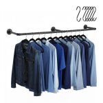 Relaxdays tringle murale 183 cm design industriel 6 crochets en s chambre couloir porte - manteaux noir ...