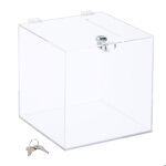 Relaxdays urne transparente en acrylique 2 cl�s couvercle h x l x p : 20 x 20 x 20 cm transparente