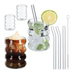 Relaxdays verre  boire en lot de 4 design original capacit de chaque : 350 ml 4 pailles transparent ...