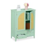 Relaxdays meuble de rangement 2 grands compartiments 4 petits tiroirs hxlxp : 90x70x34 cm turquoise et ...