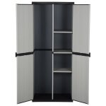 Remise armoire de rangement de jardin - summer - 3 tagres gris / noir 68 x 40 x 168cm jilimaison2025 ...