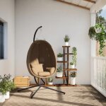 Remise chaise suspendue - cloud - en forme d?uf et support taupe tissu et acier jilimaison2025 7499317 ...