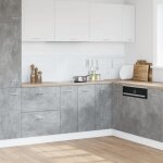 Remisearmoire de plancher d�vier lyon - buffet bahut de cuisine / meuble bas - gris b�ton 80x46x815 cm ...
