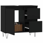 Remisearmoire de salle de bain - uu - mobilier meuble de rangement noir 65 x 33 x 60 cm bois ding�nierie ...