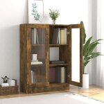 Remisearmoire � vitrine / biblioth�que - �tag�re ch�ne fum� - 825 x 305 x 115 cm bois ding�nierie jilimaison20 ...