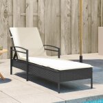 Remisechaise longue - jms - bain de soleil avec coussin noir 63 x 200 x 81 cm - r�sine tress�e maiosn2025 ...