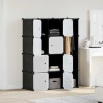 Remisecommode � tiroirs / buffet - jms - armoire modulaire 9 compartiments noir et blanc 109x365x143 ...