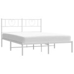 Remiselit 2 personnes cadre de lit double m�tal sans matelas et t�te de lit blanc 140 x 190 cm jilimaison2025 ...