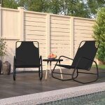 Remiselot de 2 transat chaises longues - jms - � bascule noir - acier et textil�ne maiosn2025 9440893 ...