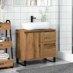 Remisemeuble de salle de bain suspendu - armoire de lavabo - de salle de bain chne artisanal 65 x 33 ...