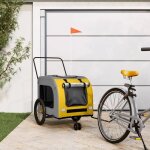 Remorque de vlo pour animaux - vidaxl - chariot  vlo pour chien - jaune et gris - 68x134x73 cm - 45 ...