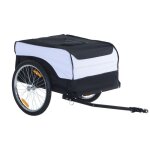 Remorque � v�lo cargo - homcom - ch�ssis en acier - avec couvercle amovible et attelage - 140 x 77 x ...
