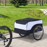 Remorque v�lo chariot pliable 40kg acier / oxford 140x77x65cm blanc / noir pour jardin & transport - ...