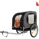 Remorque de vlo pour chien pliable en acier et polyester impermable - charge 25 kg - gris et noir