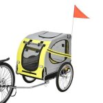 Remorque de vlo pour chien pliable en acier et polyester impermable - jaune et noir - charge 40 kg
