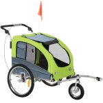 Remorque vlo pour chien pliable avec amortisseurs vert gris 155x83x108 cm