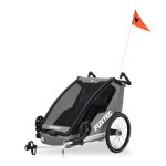 Remorque v�lo gris - fuxtec sport cruiser - charge max. 45kg 2 ceintures 5 points enfants poussette pliable ...
