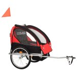 Remorque de v�lo polyvalent - support� 50 kg - et poussette 2 - en - 1 noir et rouge zlh?350864669