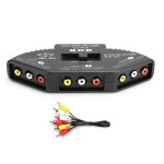 Répartiteur audio vidéo rca 3 entrées 1 sortie sélecteur de commutateur noir avec câble av pour dvd vcd ... Répartiteur audio vidéo rca 3 entrées 1 sortie sélecteur de commutateur noir avec câble av pour dvd vcd ...