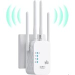 Repeteur wifi - amplificateur wifi 1200mbps dual band 2. 4g / 5g - blanc 4 antennes 2 ports lan - compatible ...