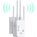 Repeteur wifi - amplificateur wifi 1200mbps dual band 2. 4g / 5g - blanc 4 antennes 2 ports lan - compatible ...