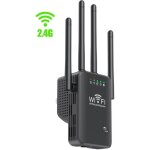 Repeteur wifi sans fil 4 antennes 2. 4g wifi 300m extender amplificateur de signal longue portee noir. ...