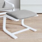 Repose - pied en tissu - vidaxl - 51x41x40 cm - gris clair - tissu polyester - cadre en bois de bouleau ...