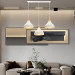 Rtro 3 lampes barre lustre suspension luminaire industrielle 20cm abat - jour en mtal blanc lampe ...