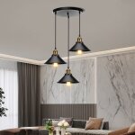 Suspension luminaire industrielle - axhup - 3 lampes e27 - noir m�tal - abat - jour �22�15 cm
