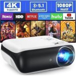 Retroprojecteur pour extrieur et maison 4k bluetooth 5. 1 180 ecran multicolore videoprojecteur